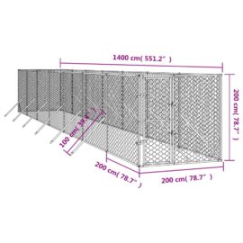 Utendørs hundekennel sølv 2x14x2 m galvanisert stål