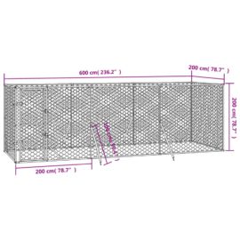 Utendørs hundekennel sølv 6x2x2 m galvanisert stål