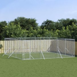 Utendørs hundekennel sølv 6x6x2 m galvanisert stål