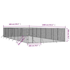 Utendørs hundekennel sølv 6x14x2 m galvanisert stål