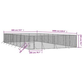 Utendørs hundekennel sølv 8x16x2 m galvanisert stål