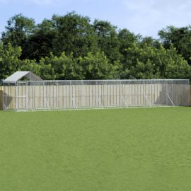 Utendørs hundekennel sølv 14x2x2,5 m galvanisert stål