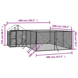 Utendørs hundekennel sølv 6x6x2,5 m galvanisert stål