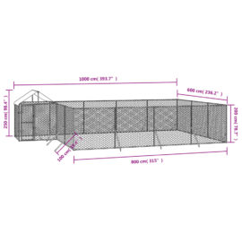 Utendørs hundekennel sølv 10x6x2,5 m galvanisert stål