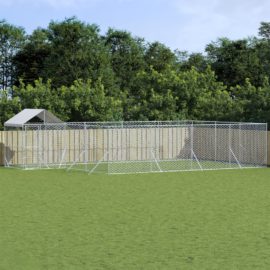 Utendørs hundekennel sølv 10x6x2,5 m galvanisert stål