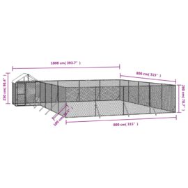 Utendørs hundekennel sølv 10x8x2,5 m galvanisert stål