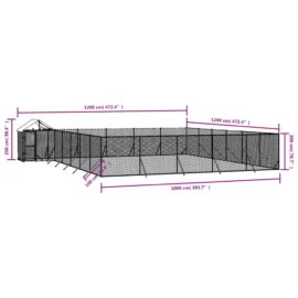 Utendørs hundekennel sølv 12x12x2,5 m galvanisert stål