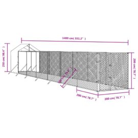 Utendørs hundekennel sølv 2x14x2,5 m galvanisert stål