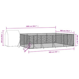 Utendørs hundekennel sølv 10x6x2,5 m galvanisert stål