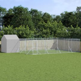 Utendørs hundekennel sølv 10x6x2,5 m galvanisert stål