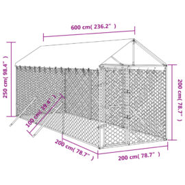 Utendørs hundekennel sølv 2x6x2,5 m galvanisert stål