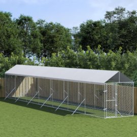 Utendørs hundekennel sølv 2x14x2,5 m galvanisert stål