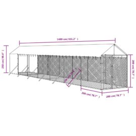 Utendørs hundekennel sølv 2x14x2,5 m galvanisert stål