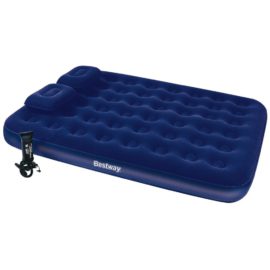 Oppblåsbar flokket luftseng pute luftpumpe 203x152x22cm 67374