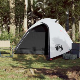 Kuppeltelt for camping 3 personer hvit blendingsstoff vanntett