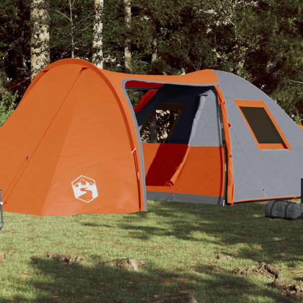 Kuppeltelt for camping 6 personer oransje vanntett