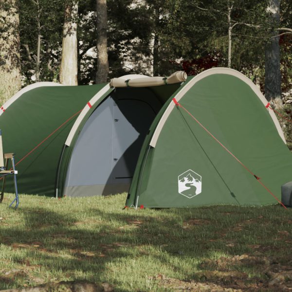 Tunneltelt for camping 4 personer grønn vanntett