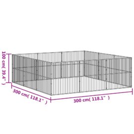 Lekegrind for hunder 12 paneler svart galvanisert stål