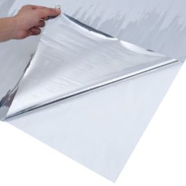 Solfilm statisk reflekterende effekt sølv 45×1000 cm PVC