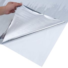 Solfilm statisk reflekterende effekt sølv 45×2000 cm PVC