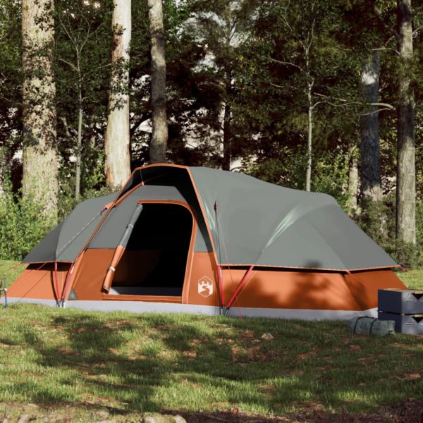 Kuppeltelt for camping 9 personer oransje vanntett