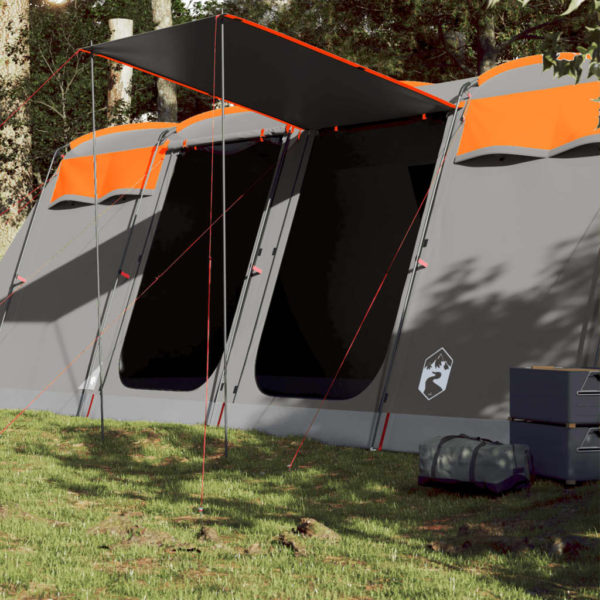 Tunneltelt for camping 8 personer grå og oransje vanntett
