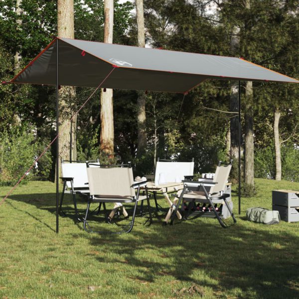 Campingpresenning grå og oransje 400×294 cm vanntett