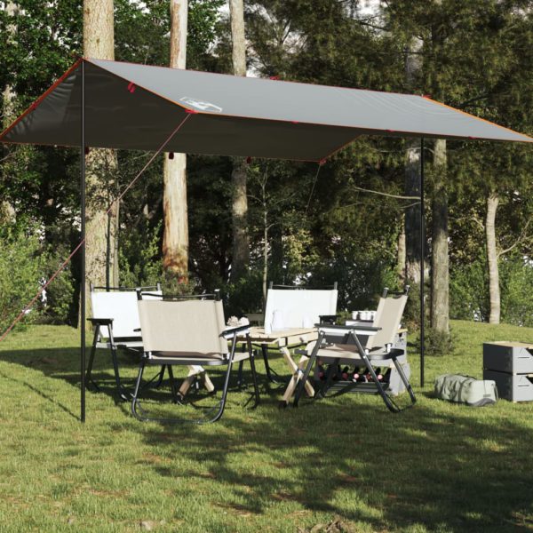 Campingpresenning grå og oransje 400×294 cm vanntett