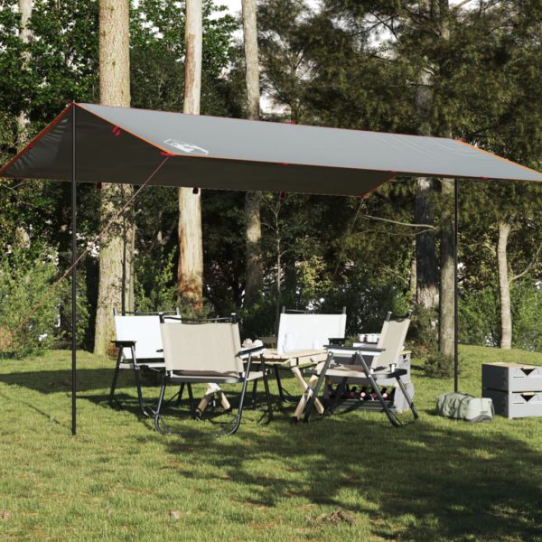Campingpresenning grå og oransje 500×294 cm vanntett