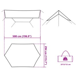 Campingpresenning grå og oransje 500×294 cm vanntett