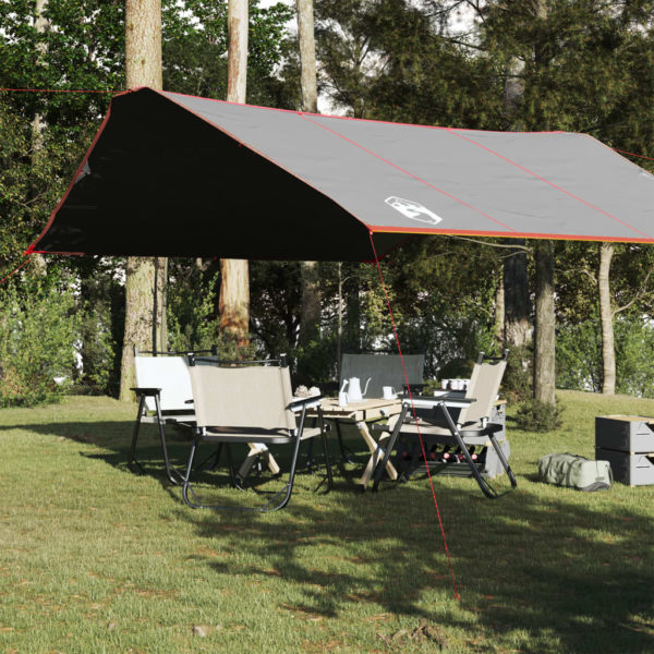 Campingpresenning grå og oransje 420×440 cm vanntett