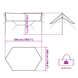 Campingpresenning oransje 430x380x210 cm vanntett