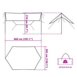 Campingpresenning blå 460x305x210 cm vanntett