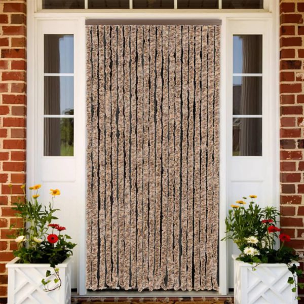 Fluegardin beige og mørkebrun 90×200 cm chenille