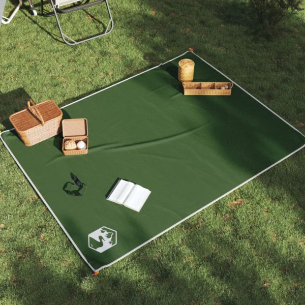 Piknikteppe med knagger grønn 205×155 cm