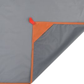 Piknikteppe med knagger grå og oransje 205×155 cm