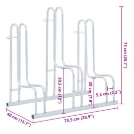 Sykkelstativ for 3 sykler gulv frittstående galvanisert stål