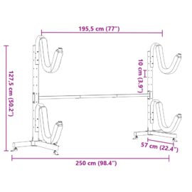 Oppbevaringsstativ for 2 kajakker 250x57x127,5 cm stål