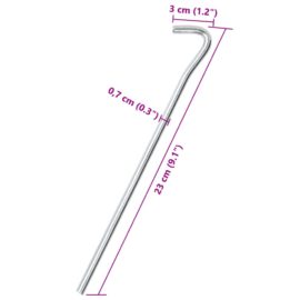 Teltplugger 25 stk 23 cm Ø7 mm galvanisert stål